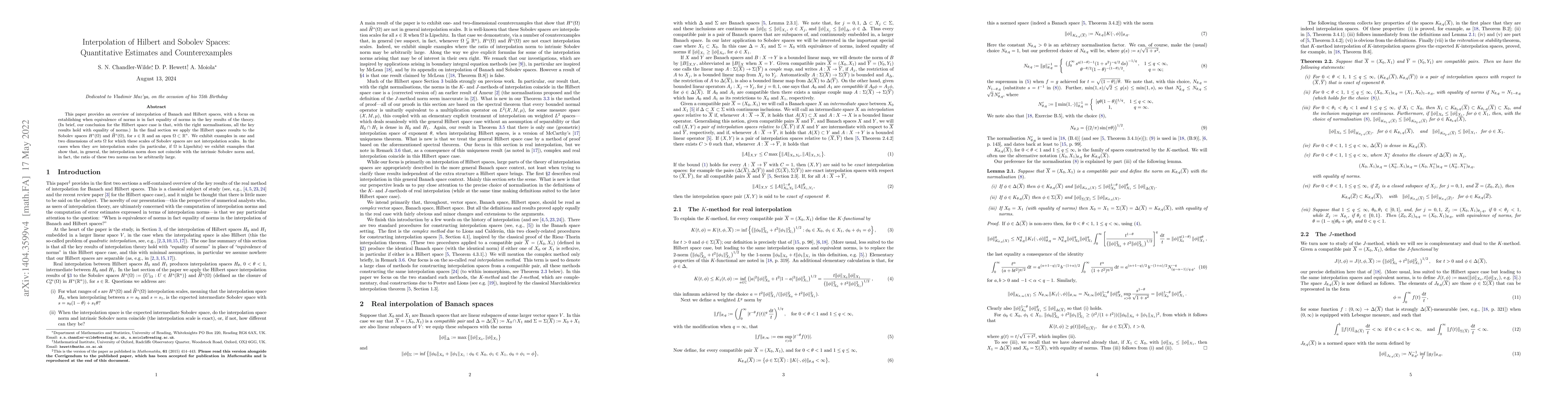 Thumbnail for Interpolation of Hilbert and Sobolev Spaces: Quantitative Estimates and
  Counterexamples