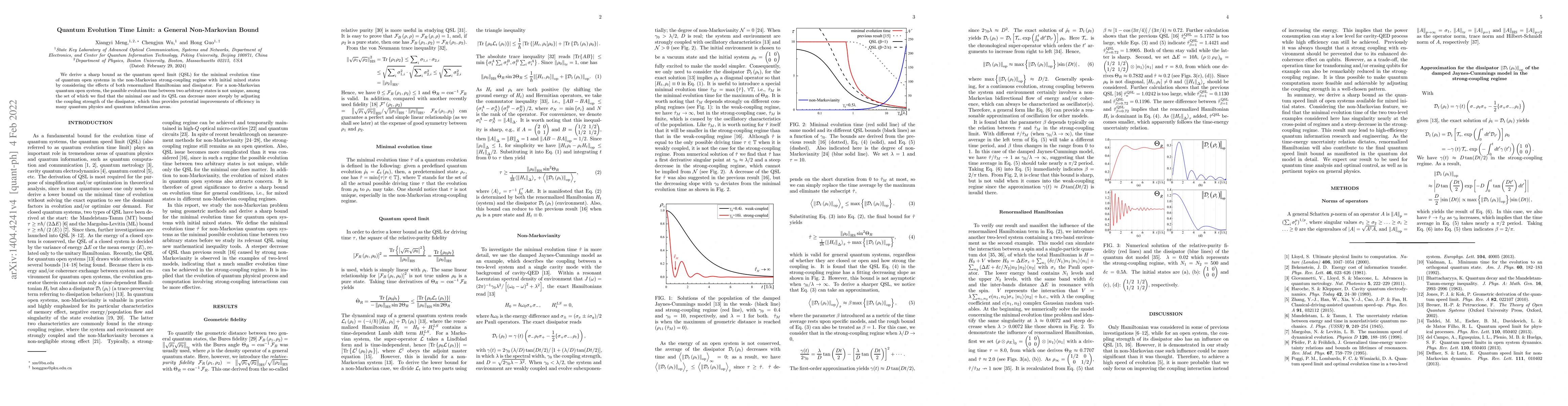 Thumbnail for Quantum Evolution Time Limit: a General Non-Markovian Bound
