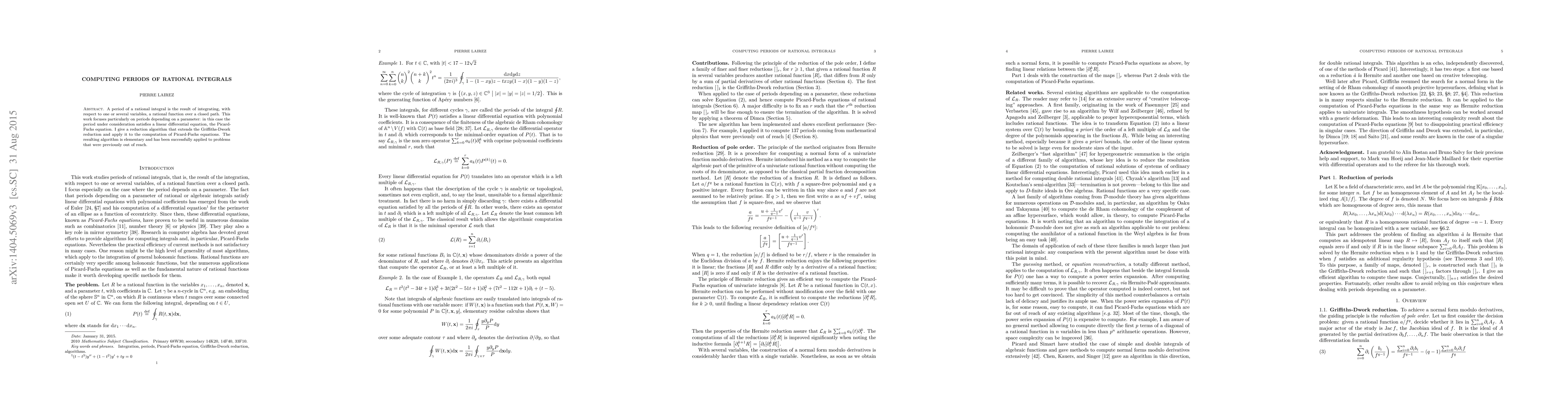 Thumbnail for Computing periods of rational integrals