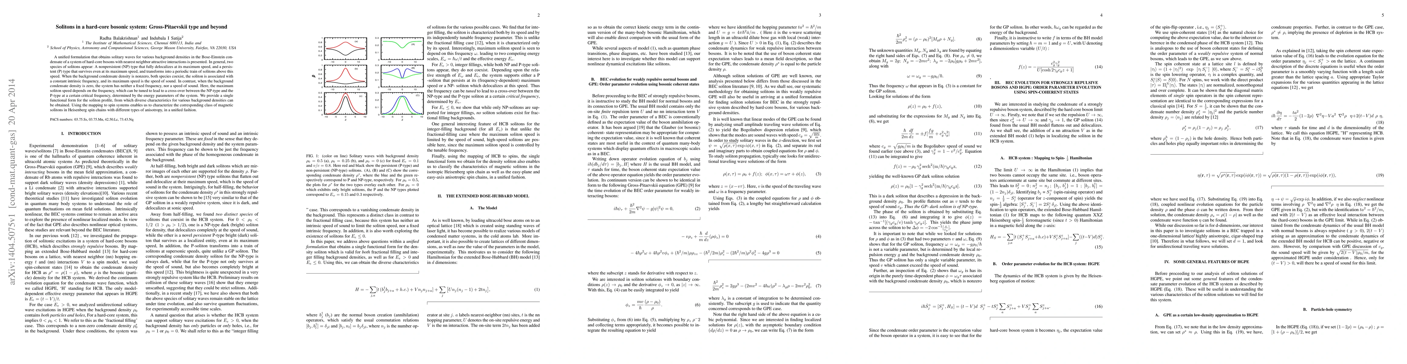 Thumbnail for Solitons in a hard-core bosonic system: Gross-Pitaevskii type and beyond