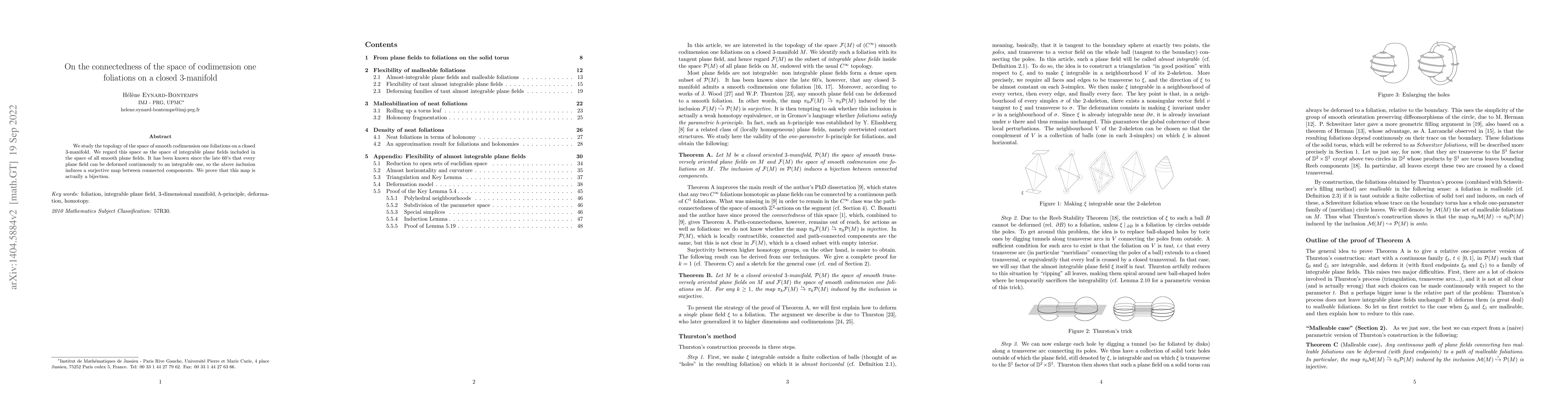 Thumbnail for On the connectedness of the space of codimension one foliations on a
  closed 3-manifold