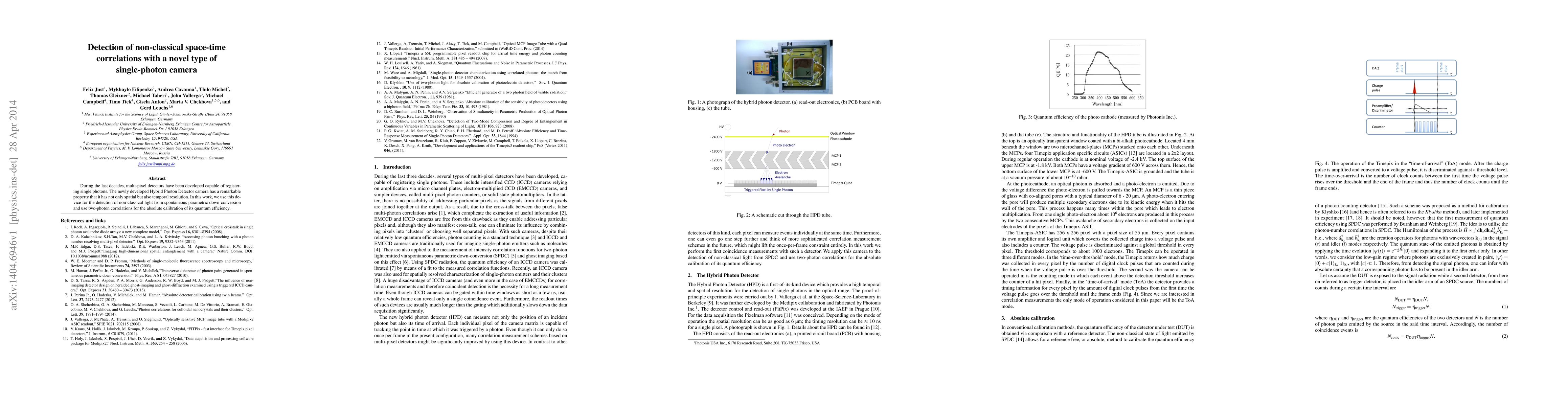 Thumbnail for Detection of non-classical space-time correlations with a novel type of
  single-photon camera