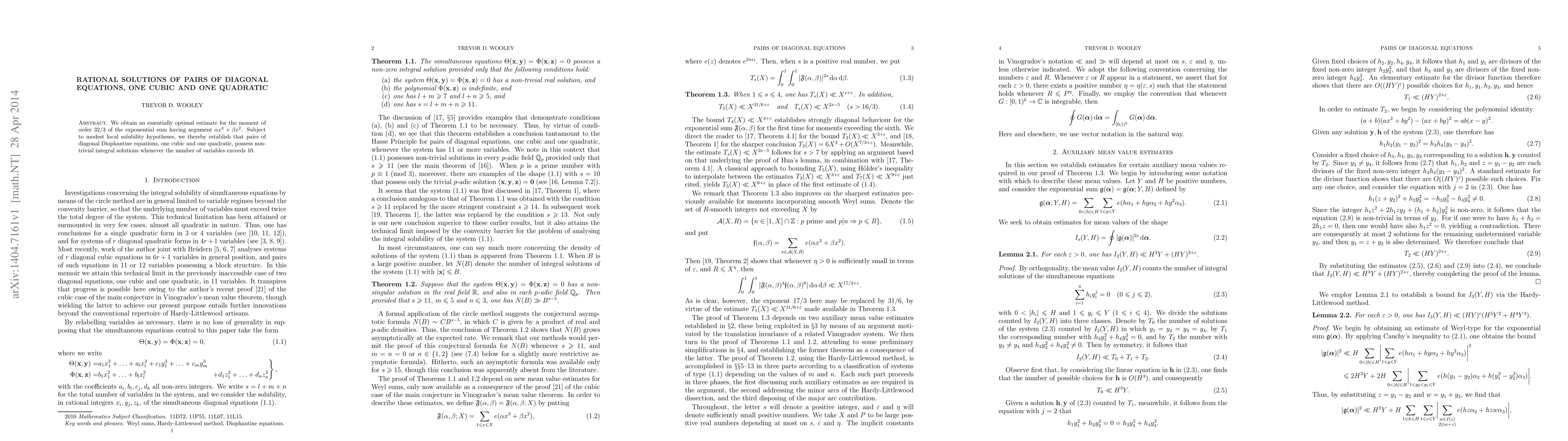 Thumbnail for Rational solutions of pairs of diagonal equations, one cubic and one
  quadratic