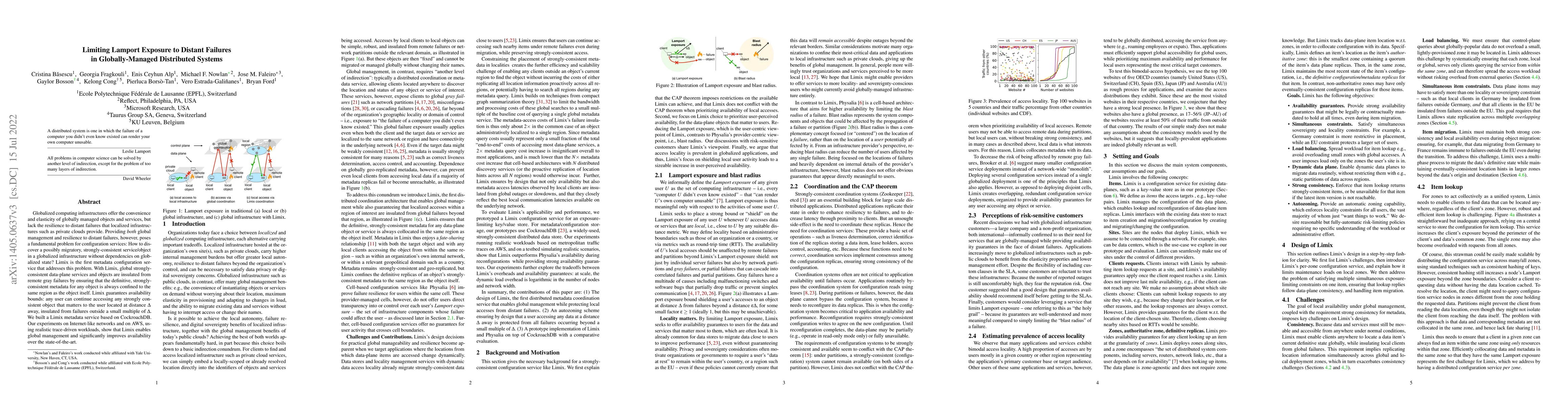 Thumbnail for Limiting Lamport Exposure to Distant Failures in Globally-Managed
  Distributed Systems