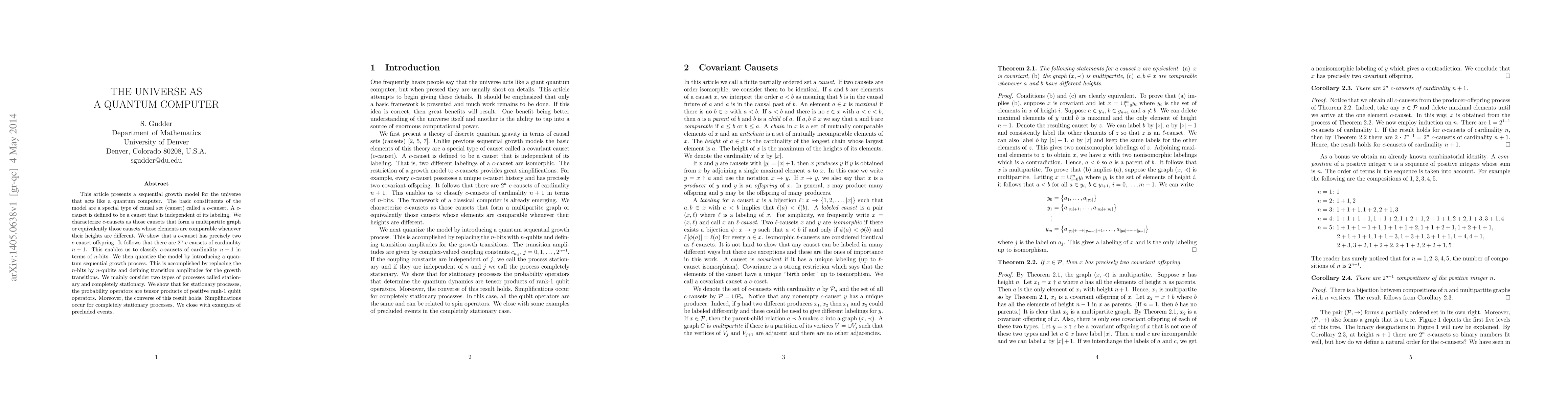 Thumbnail for The Universe as a Quantum Computer
