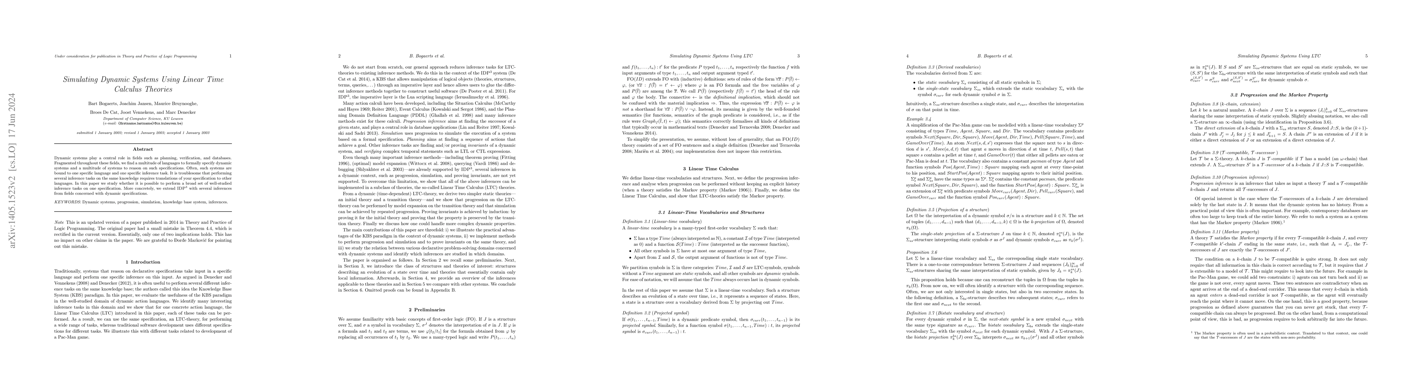 Thumbnail for Simulating dynamic systems using Linear Time Calculus theories