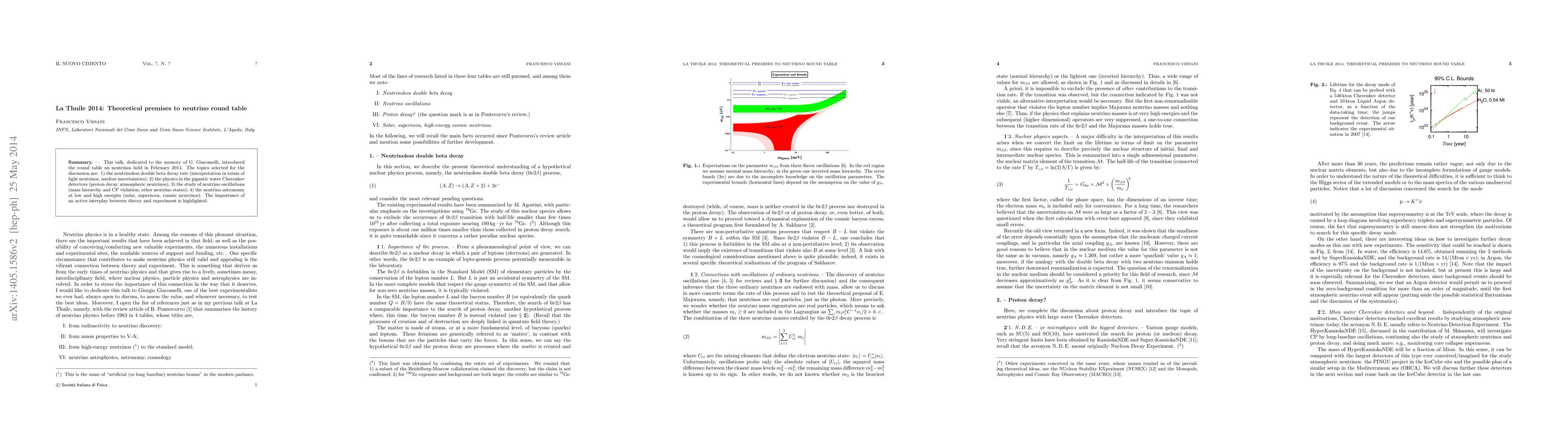 Thumbnail for La Thuile 2014: Theoretical premises to neutrino round table