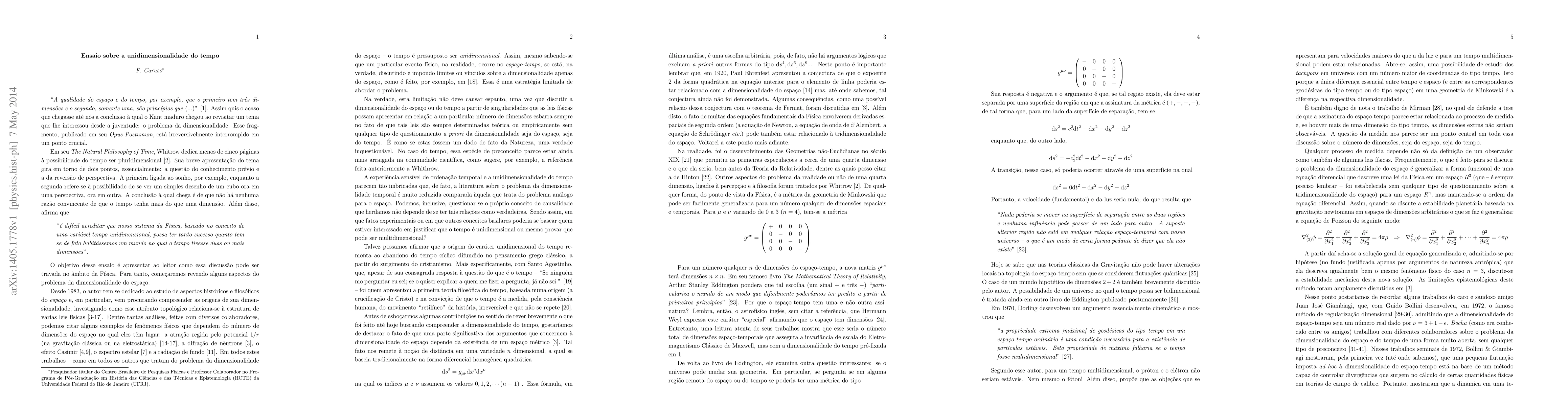 Thumbnail for Ensaio sobre a unidimensionalidade do tempo