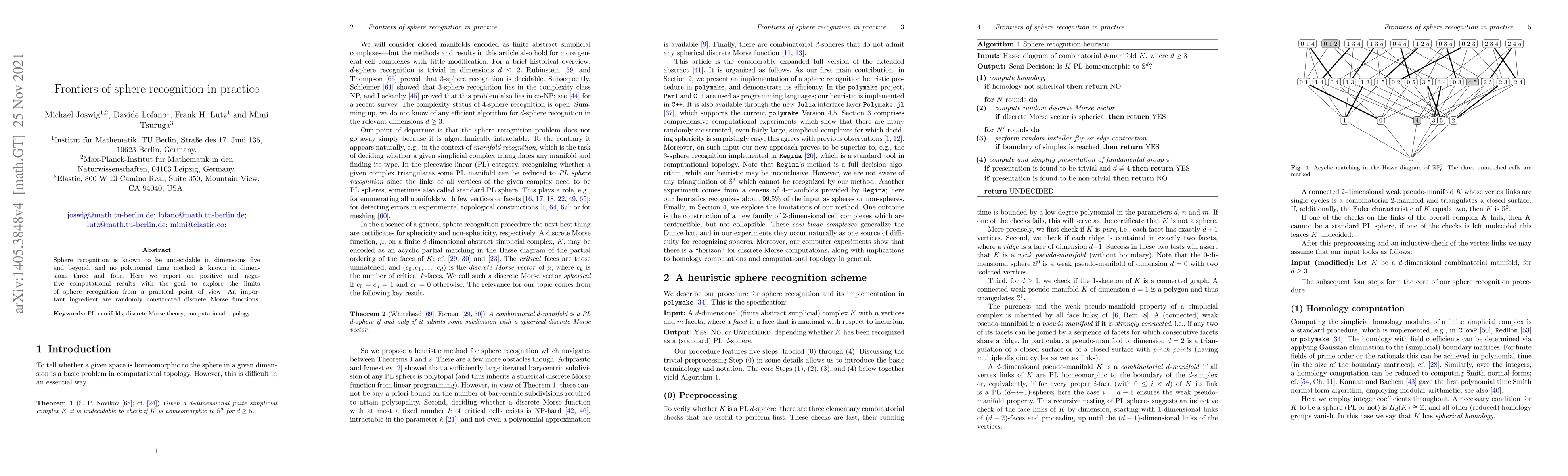 Thumbnail for Frontiers of sphere recognition in practice