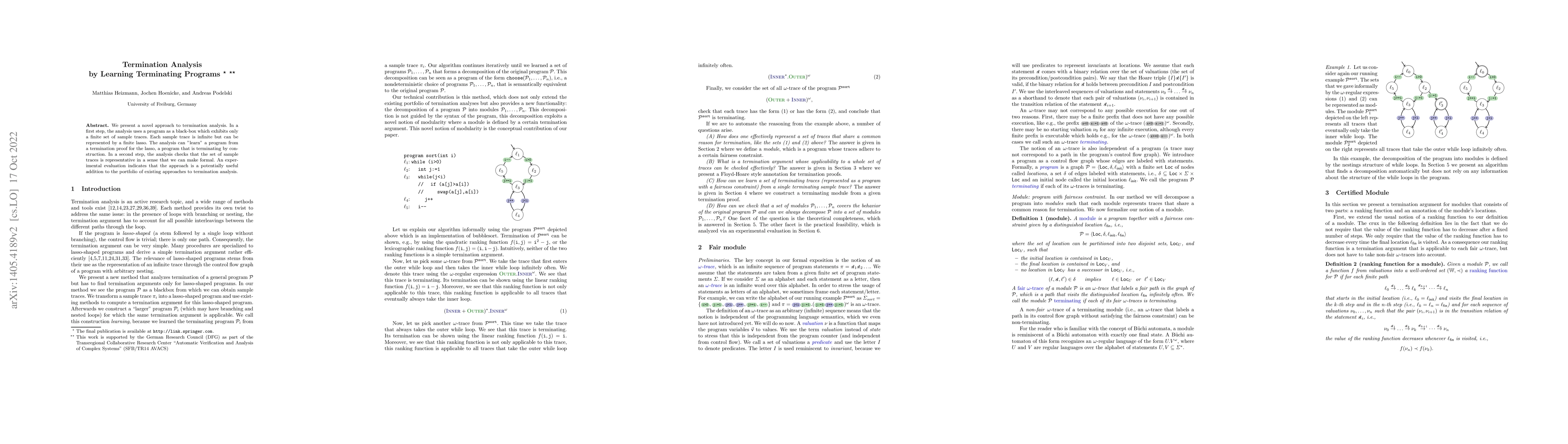 Thumbnail for Termination Analysis by Learning Terminating Programs