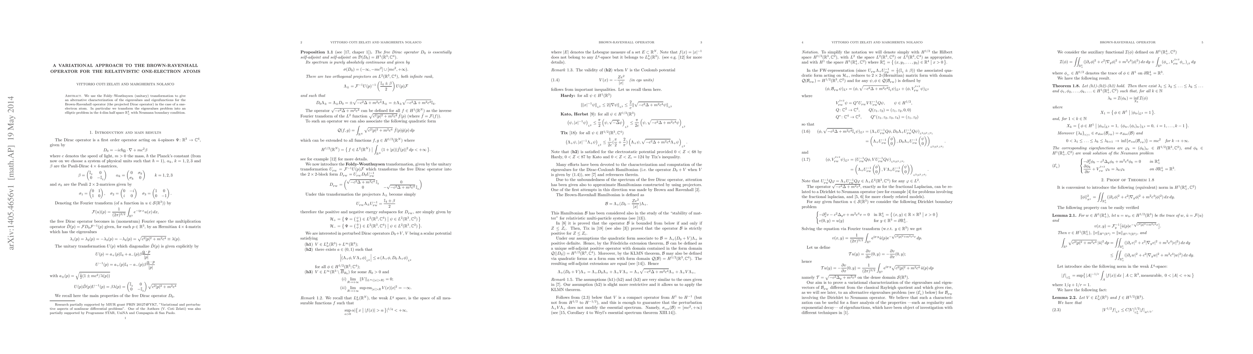 Thumbnail for A variational approach to the Brown-Ravenhall operator for the
  relativistic one-electron atoms