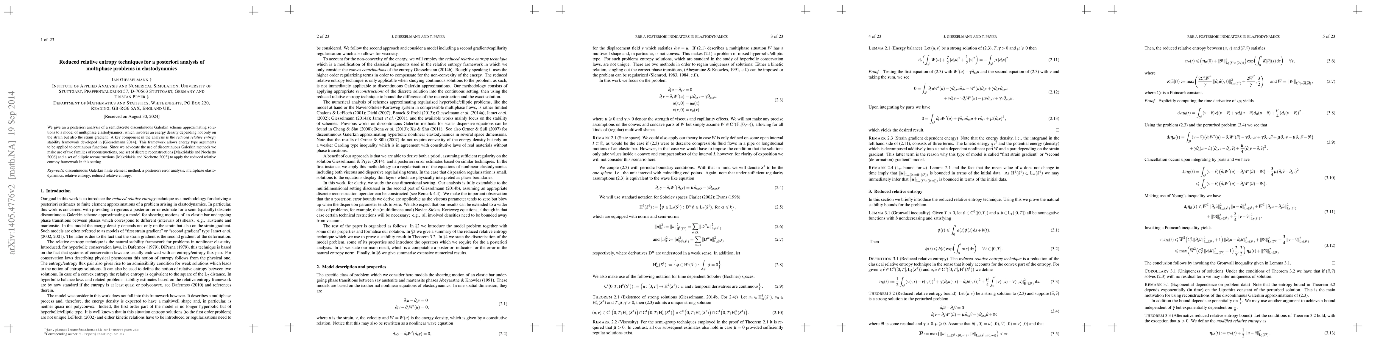 Thumbnail for Reduced relative entropy techniques for a posteriori analysis of
  multiphase problems in elastodynamics