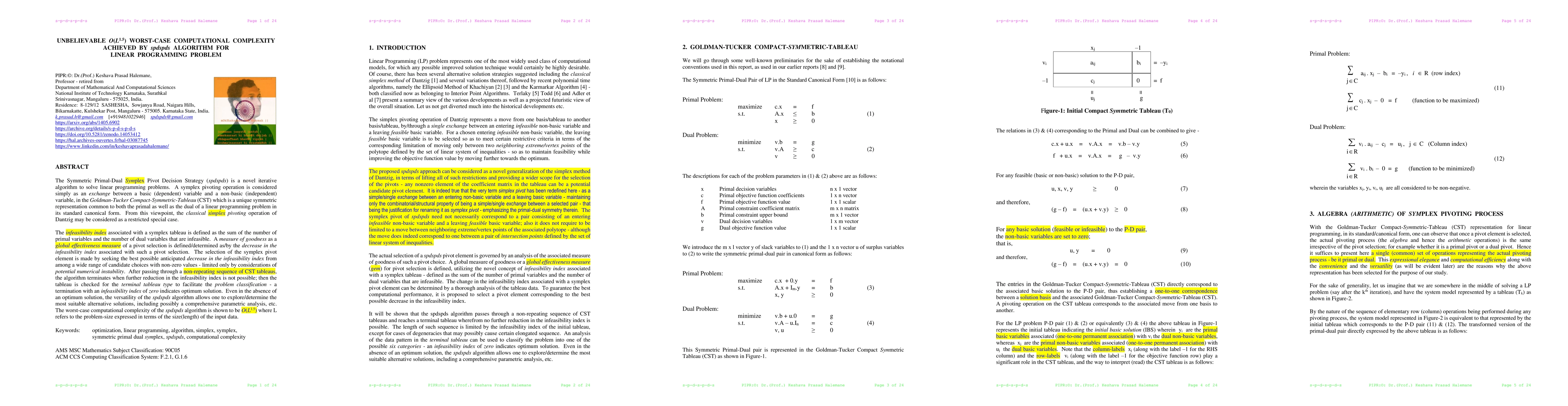 Thumbnail for Unbelievable $O(L^{1.5})$ worst case computational complexity achieved
  by $spdspds$ algorithm for linear programming problem