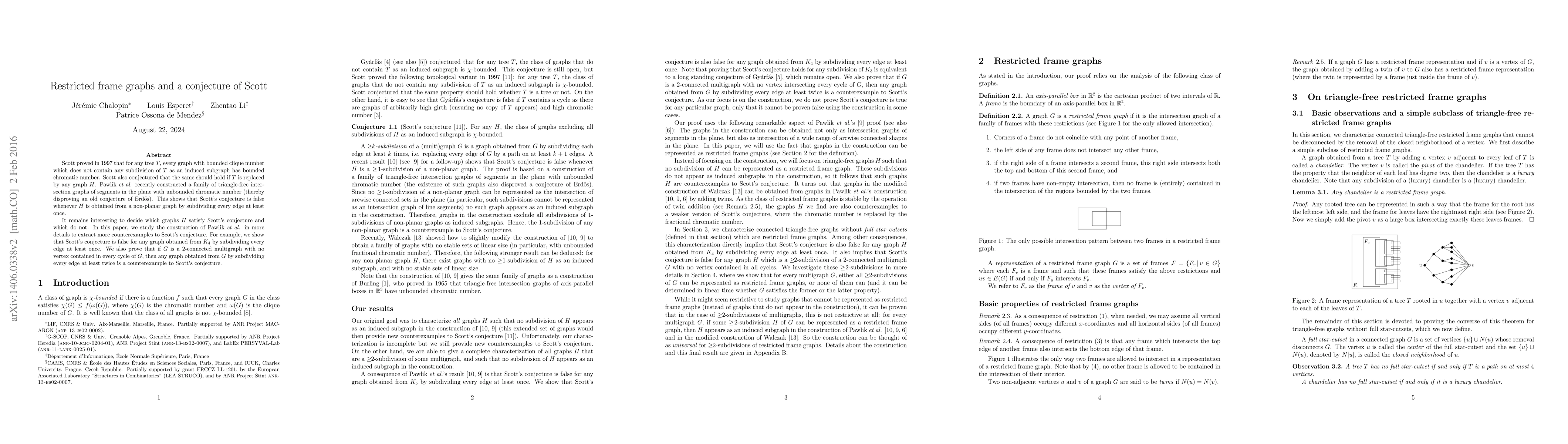 Thumbnail for Restricted frame graphs and a conjecture of Scott