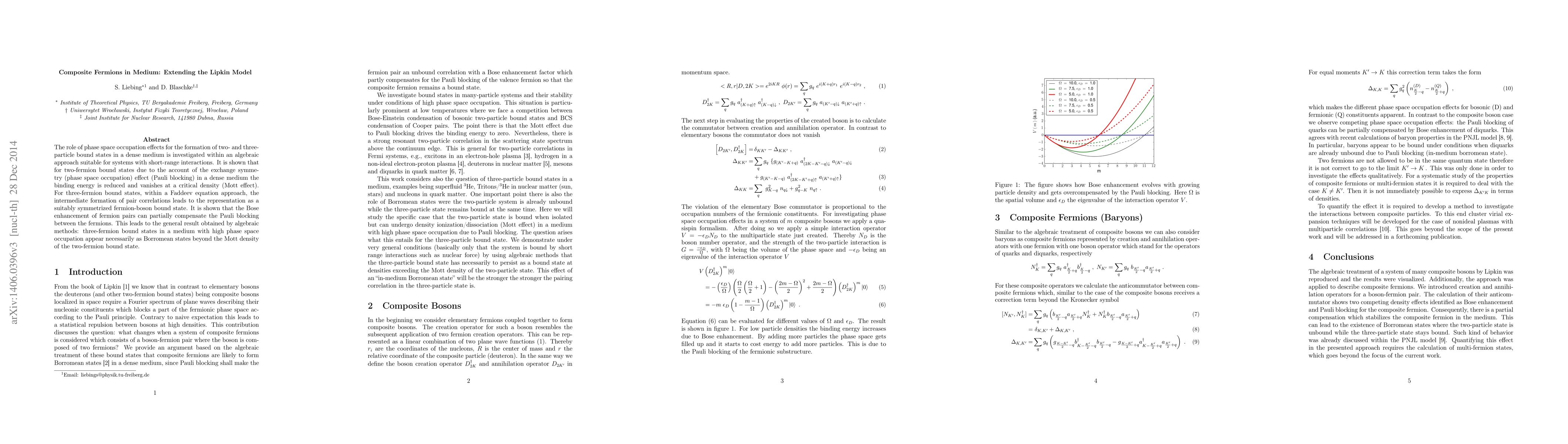 Thumbnail for Composite Fermions in Medium: Extending the Lipkin Model