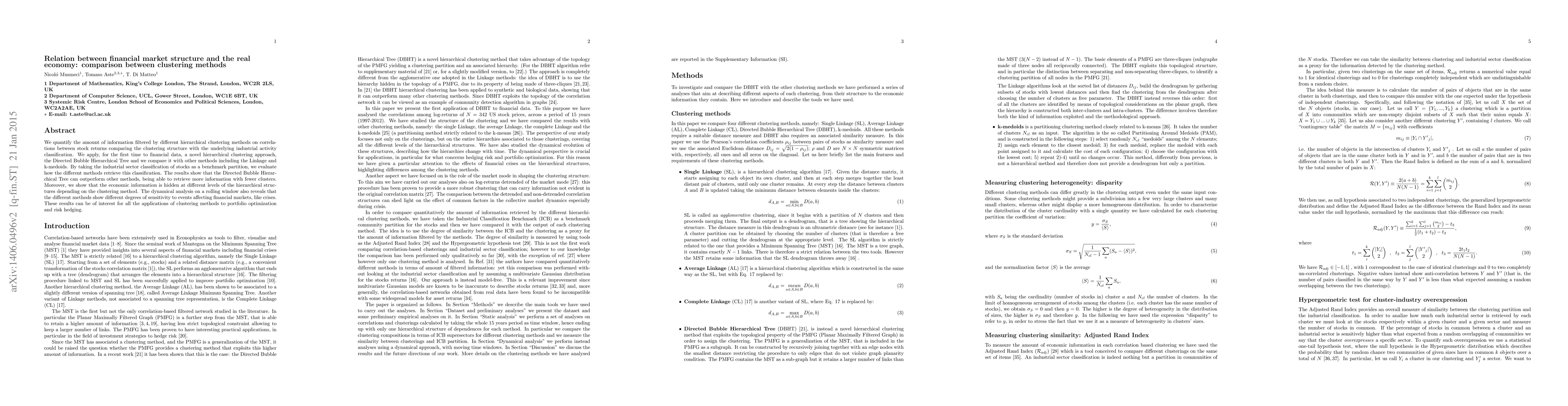 Thumbnail for Relation between Financial Market Structure and the Real Economy:
  Comparison between Clustering Methods