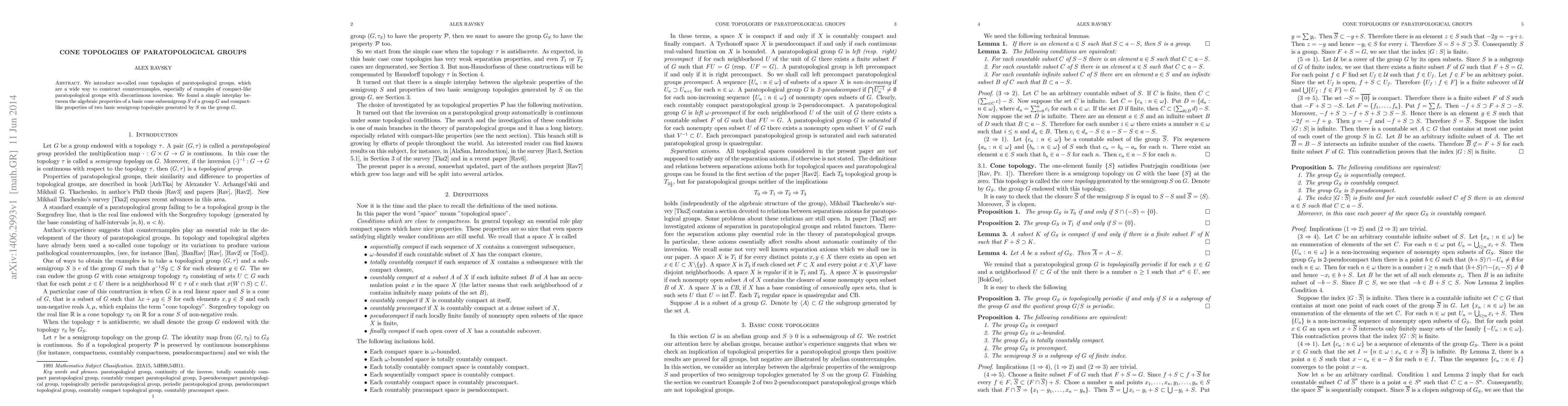 Thumbnail for Cone topologies of paratopological groups