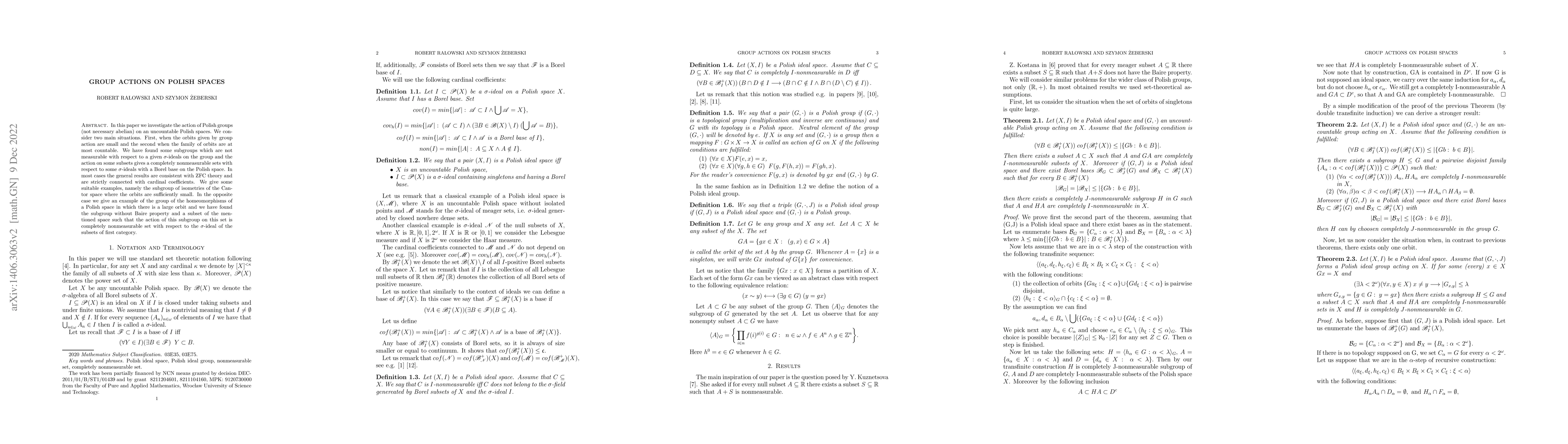 Thumbnail for Group actions on Polish spaces