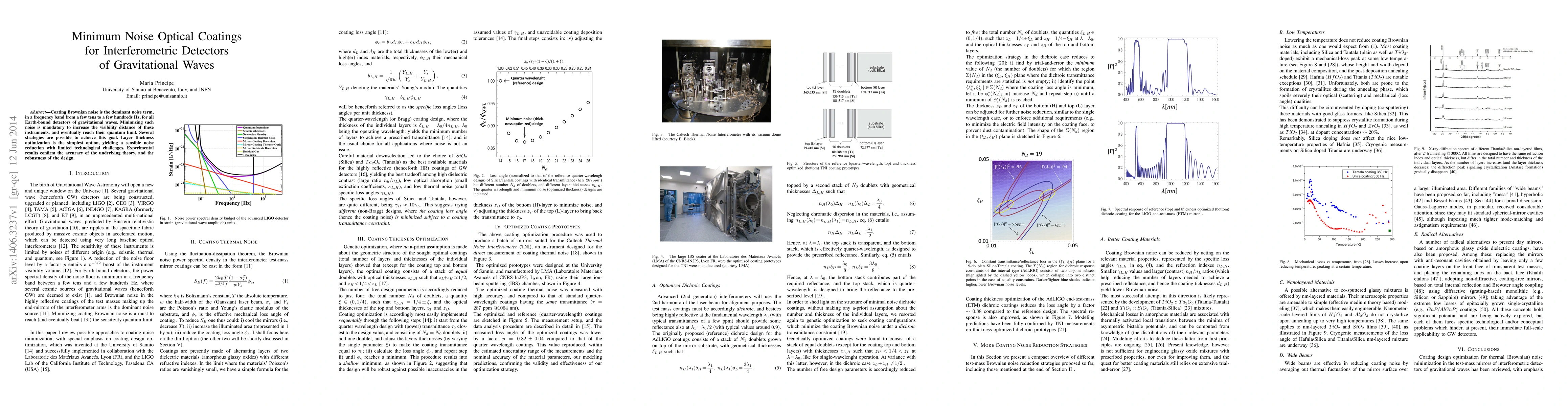 Thumbnail for Minimum Noise Optical Coatings for Interferometric Detectors of
  Gravitational Waves
