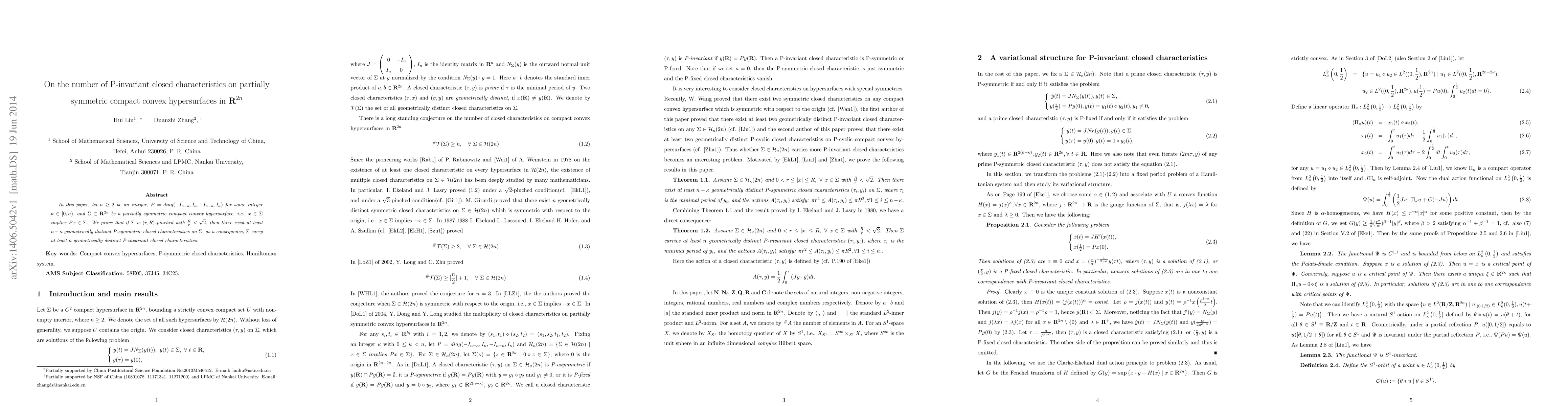 Thumbnail for On the number of P-invariant closed characteristics on partially
  symmetric compact convex hypersurfaces in ${\bf R}^{2n}$