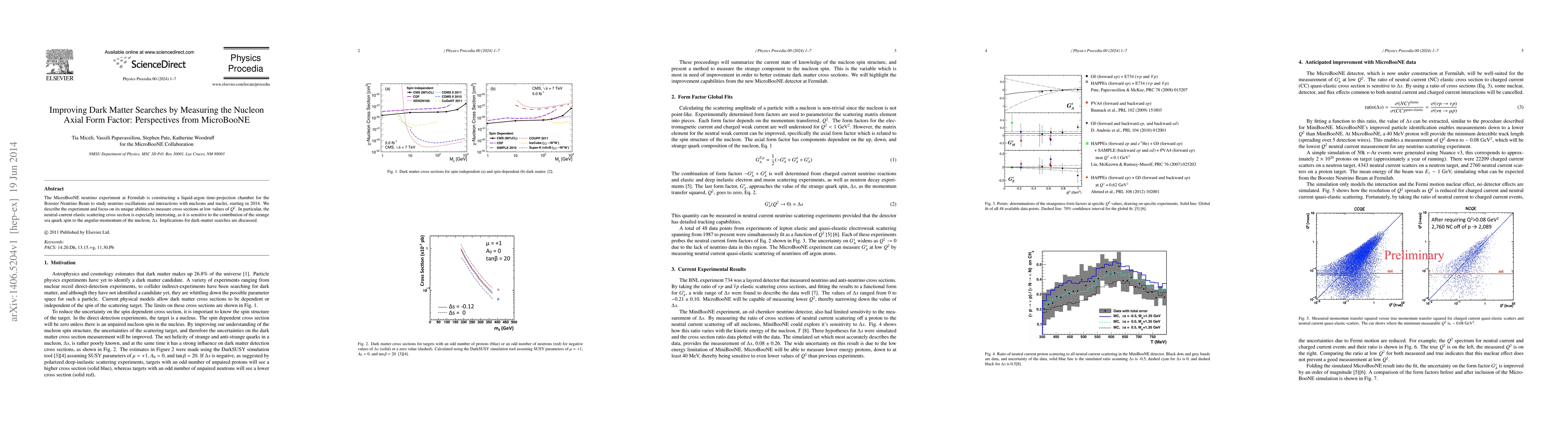Thumbnail for Improving Dark Matter Searches by Measuring the Nucleon Axial Form
  Factor: Perspectives from MicroBooNE