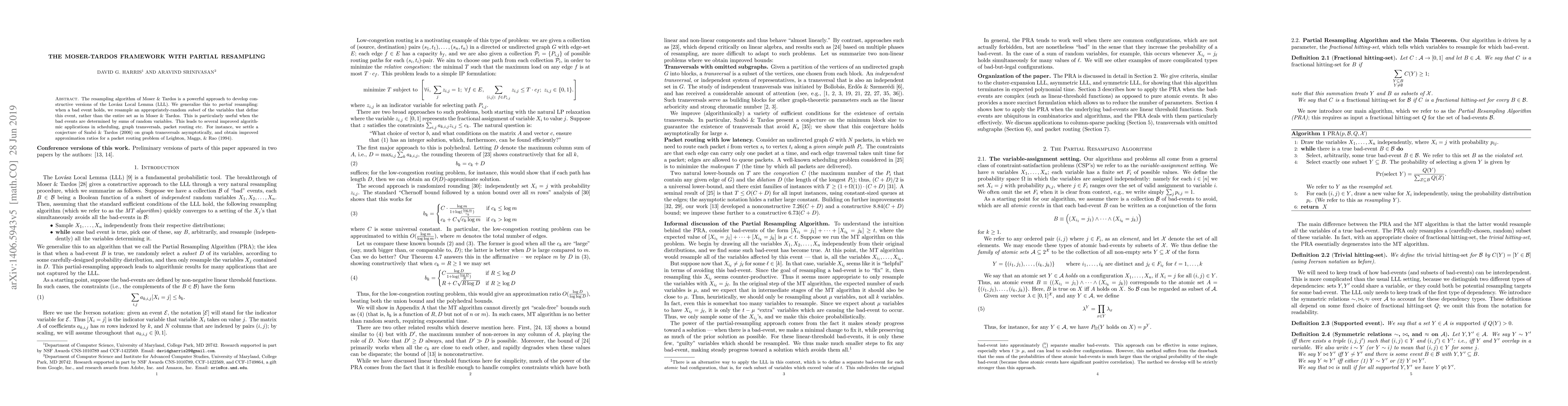 Thumbnail for The Moser-Tardos Framework with Partial Resampling