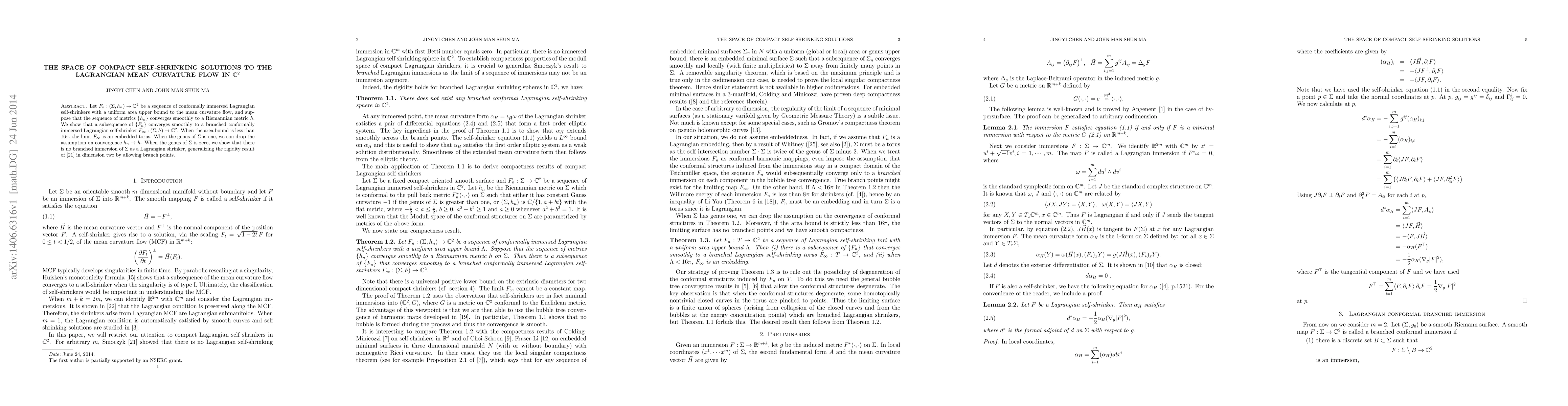 Thumbnail for The space of compact self-shrinking solutions to the Lagrangian Mean
  Curvature Flow in $\mathbb C^2$