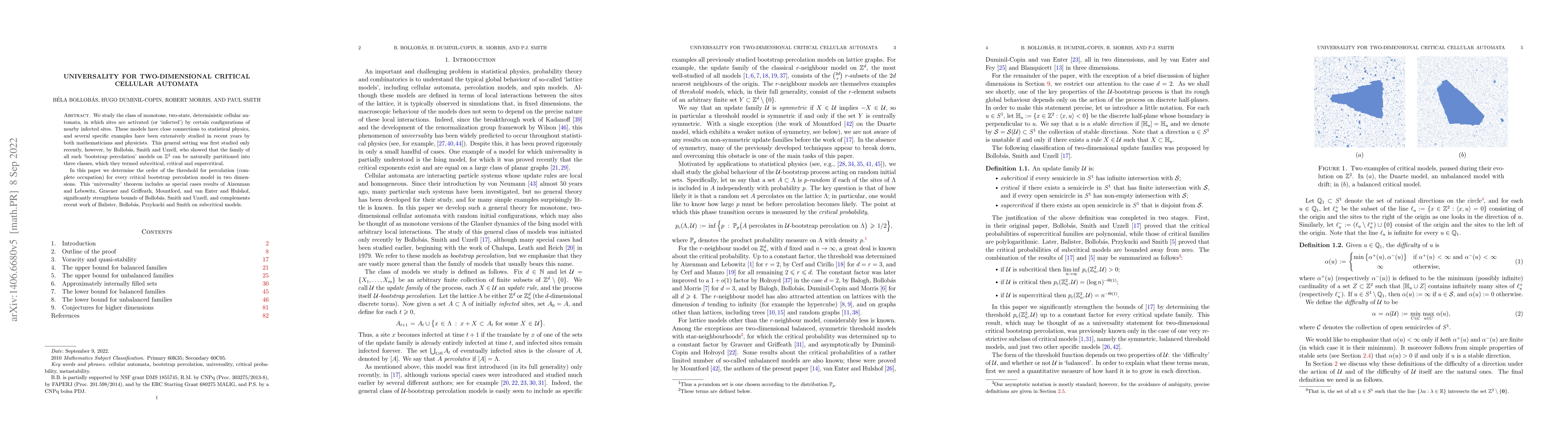 Thumbnail for Universality for two-dimensional critical cellular automata