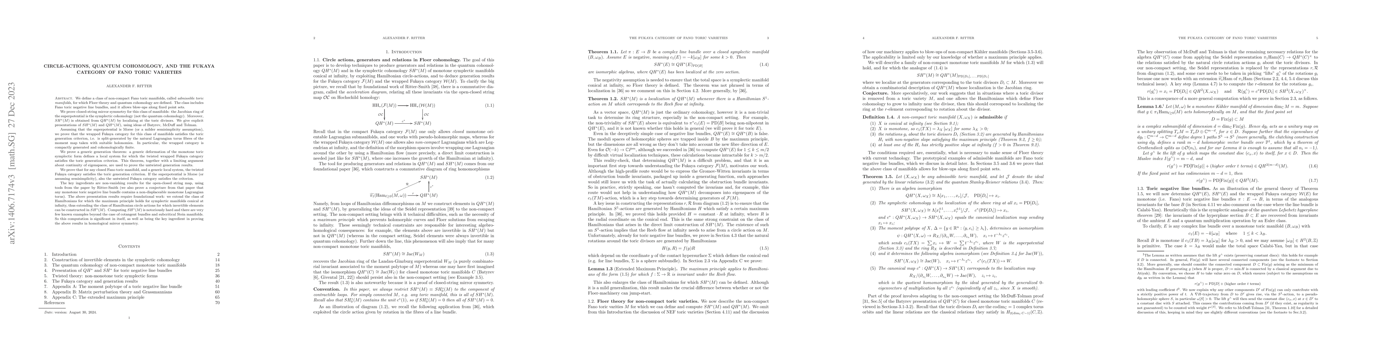 Thumbnail for Circle-actions, quantum cohomology, and the Fukaya category of Fano
  toric varieties