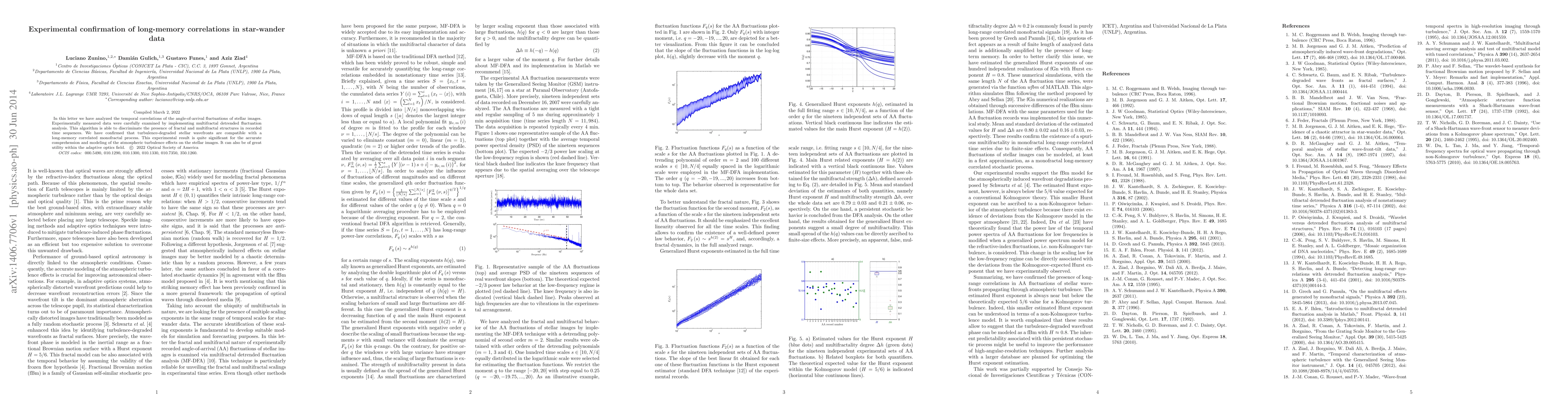 Thumbnail for Experimental confirmation of long-memory correlations in star-wander
  data