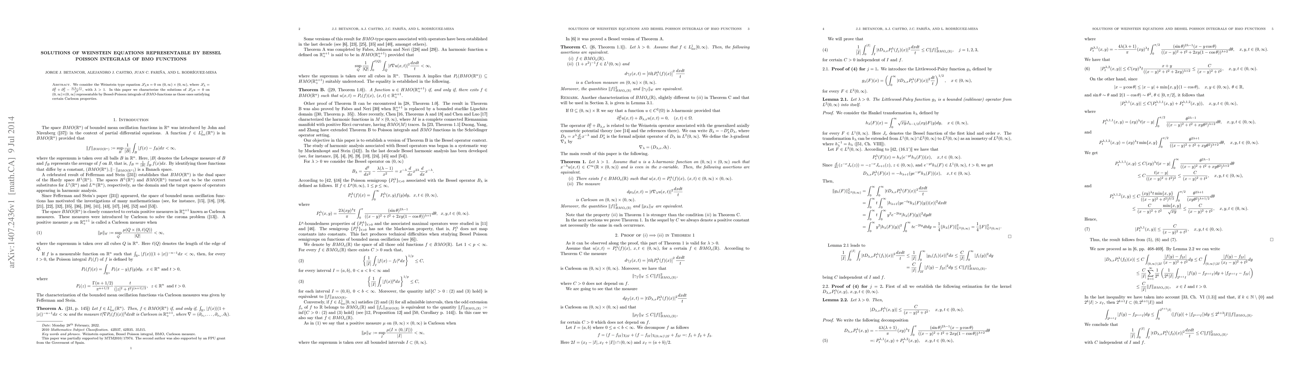 Thumbnail for Solutions of Weinstein equations representable by Bessel Poisson
  integrals of BMO functions