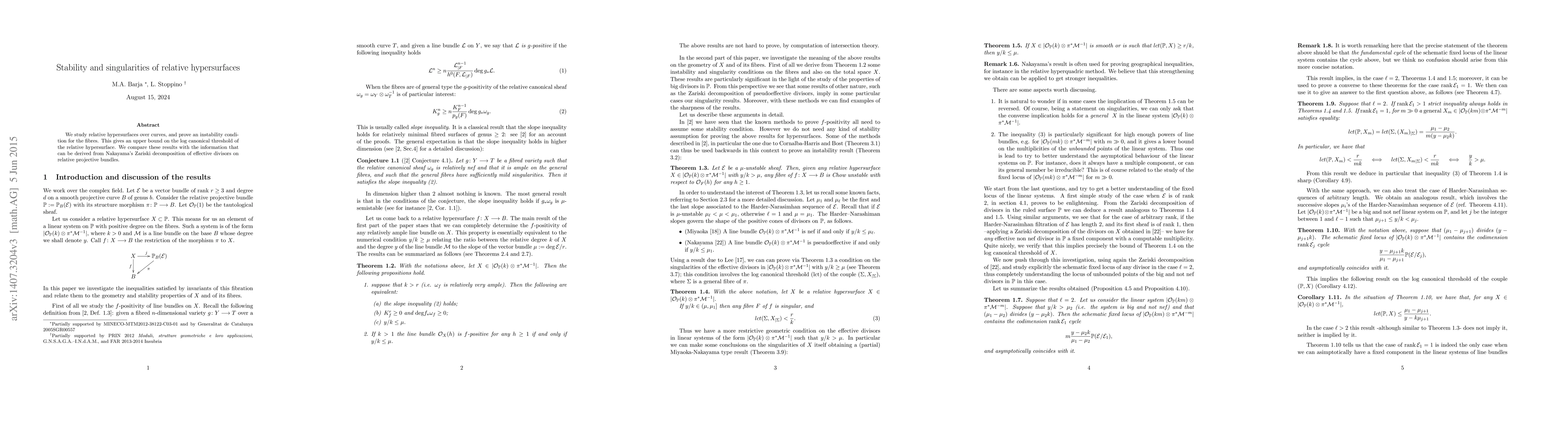 Thumbnail for Stability and singularities of relative hypersurfaces
