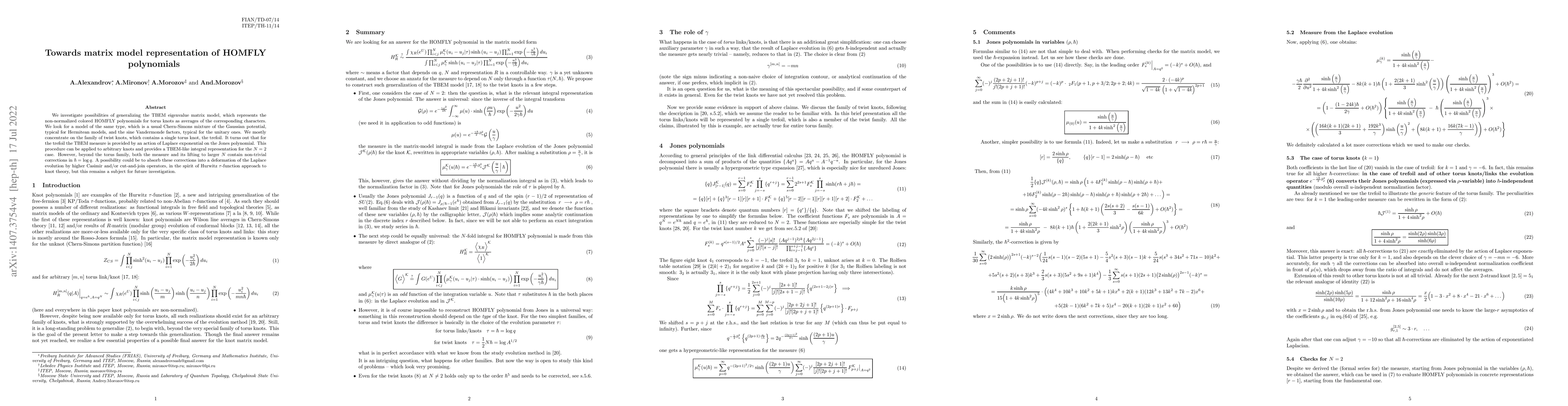 Thumbnail for Towards matrix model representation of HOMFLY polynomials