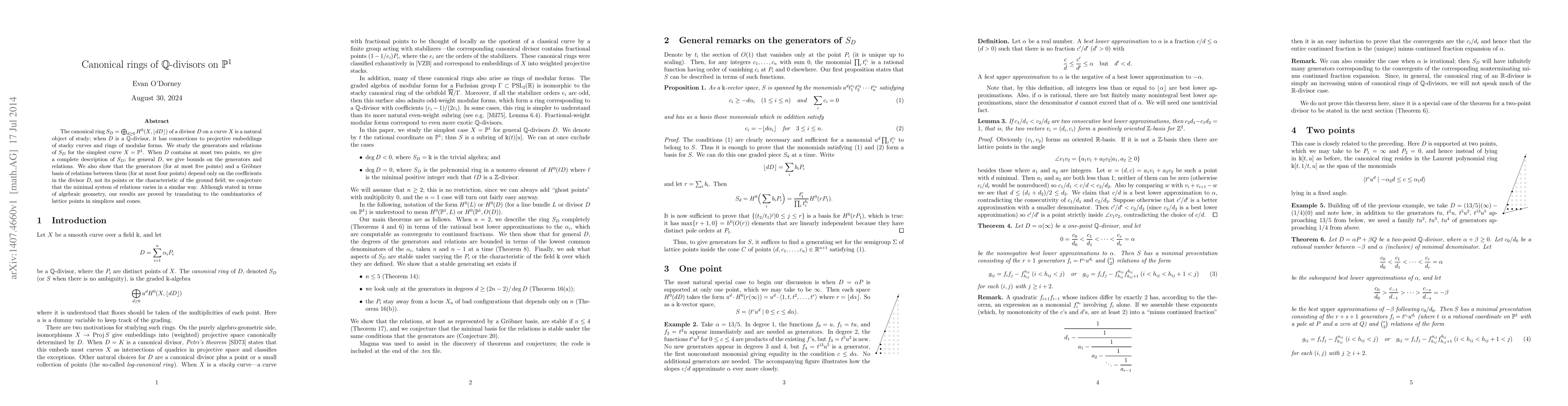 Thumbnail for Canonical rings of Q-divisors on P^1