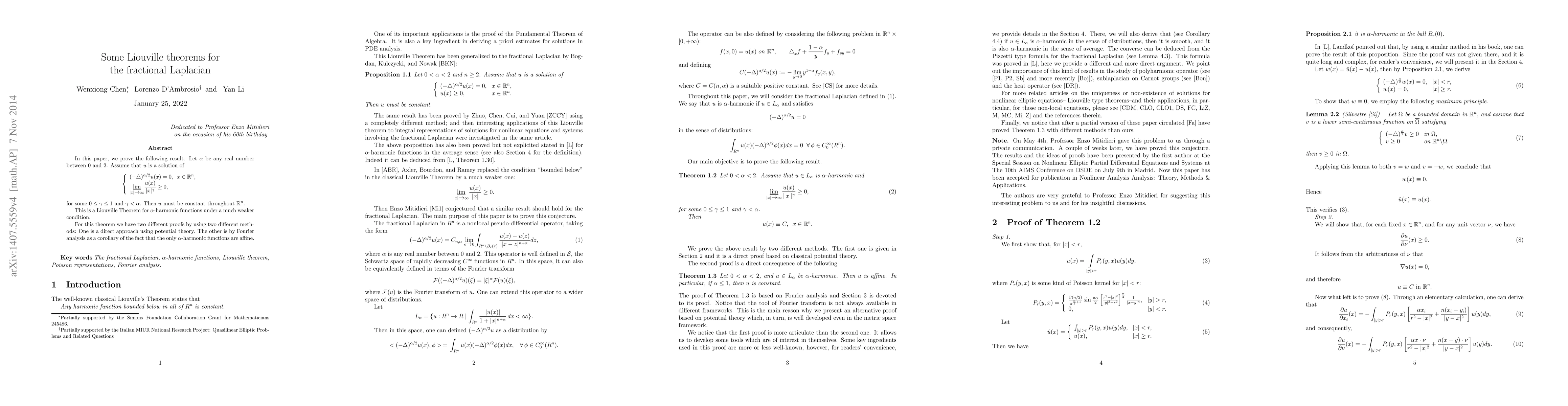 Thumbnail for Some Liouville theorems for the fractional Laplacian