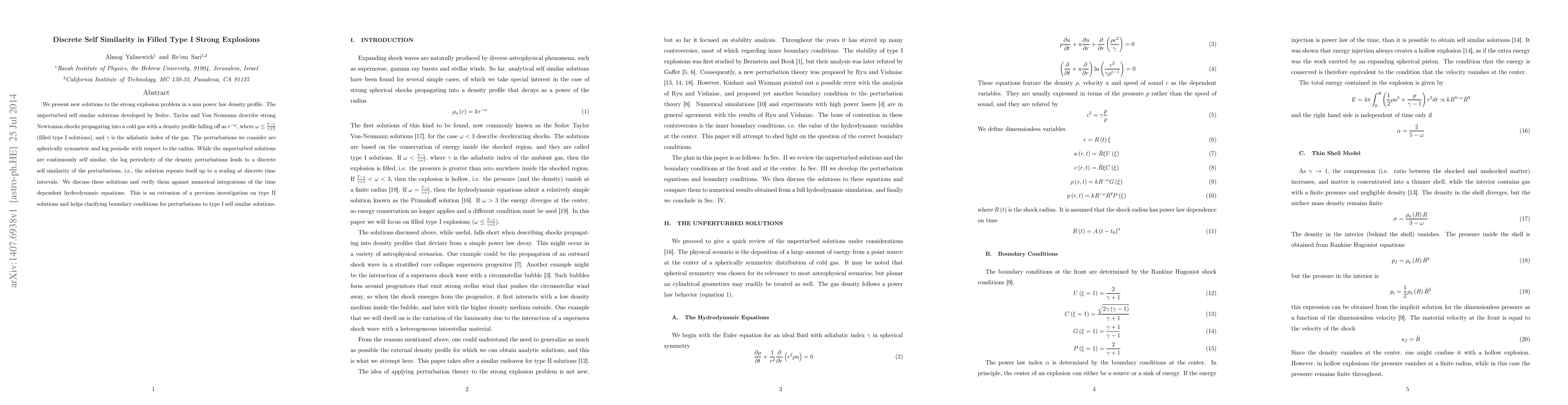 Thumbnail for Discrete Self Similarity in Filled Type I Strong Explosions