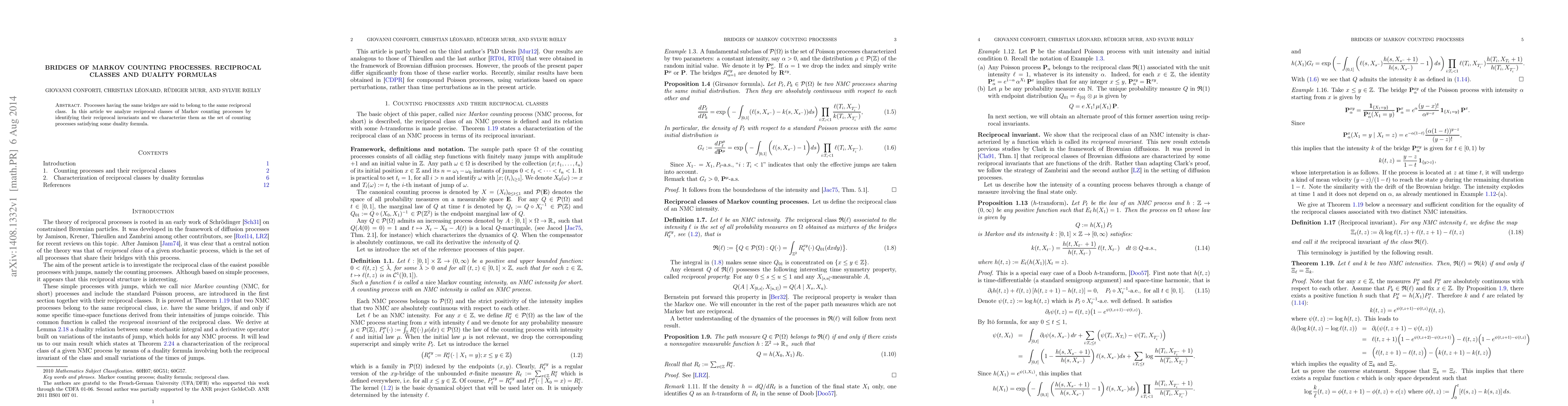 Thumbnail for Bridges of Markov counting processes. Reciprocal classes and duality
  formulas