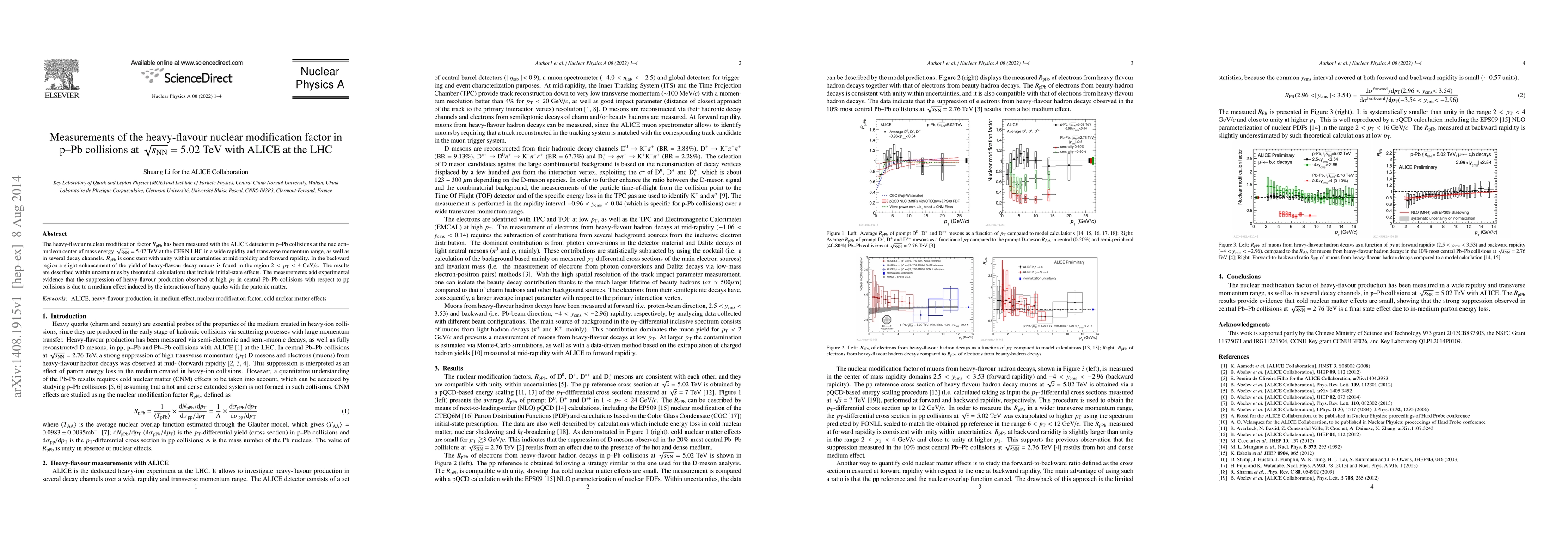 Thumbnail for Measurements of the heavy-flavour nuclear modification factor in p--Pb
  collisions at $\sqrt{s_{\rm NN}}$ = 5.02 TeV with ALICE at the LHC