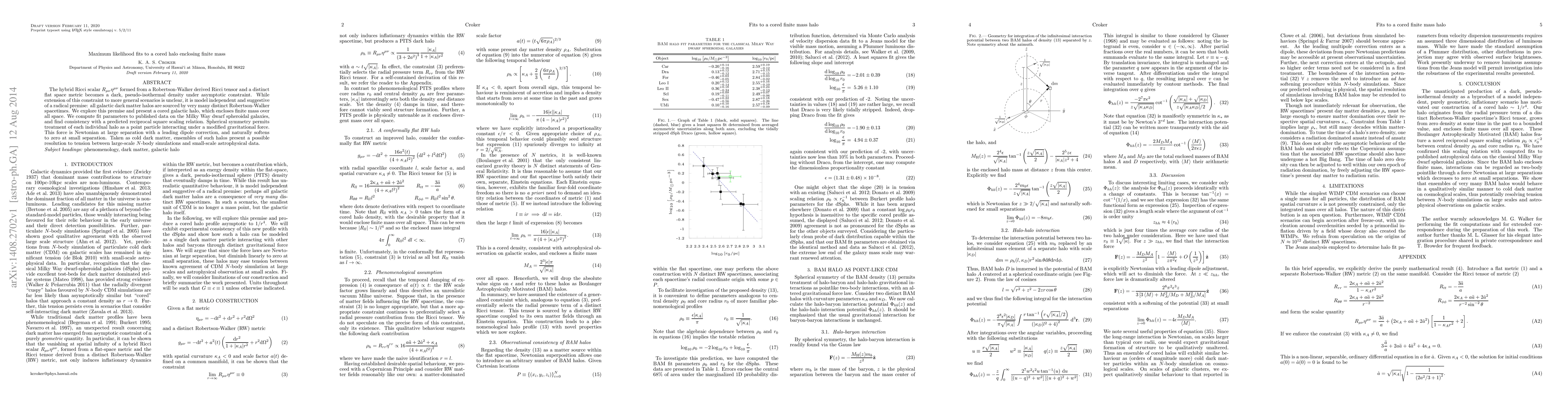 Thumbnail for Maximum likelihood fits to a cored halo enclosing finite mass