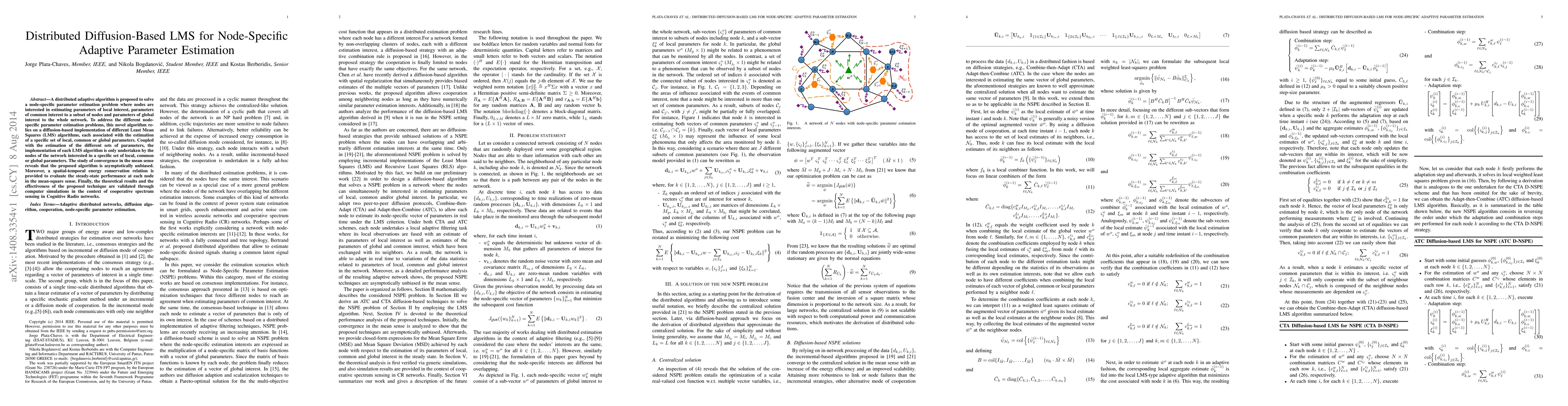 Thumbnail for Distributed Diffusion-Based LMS for Node-Specific Adaptive Parameter
  Estimation