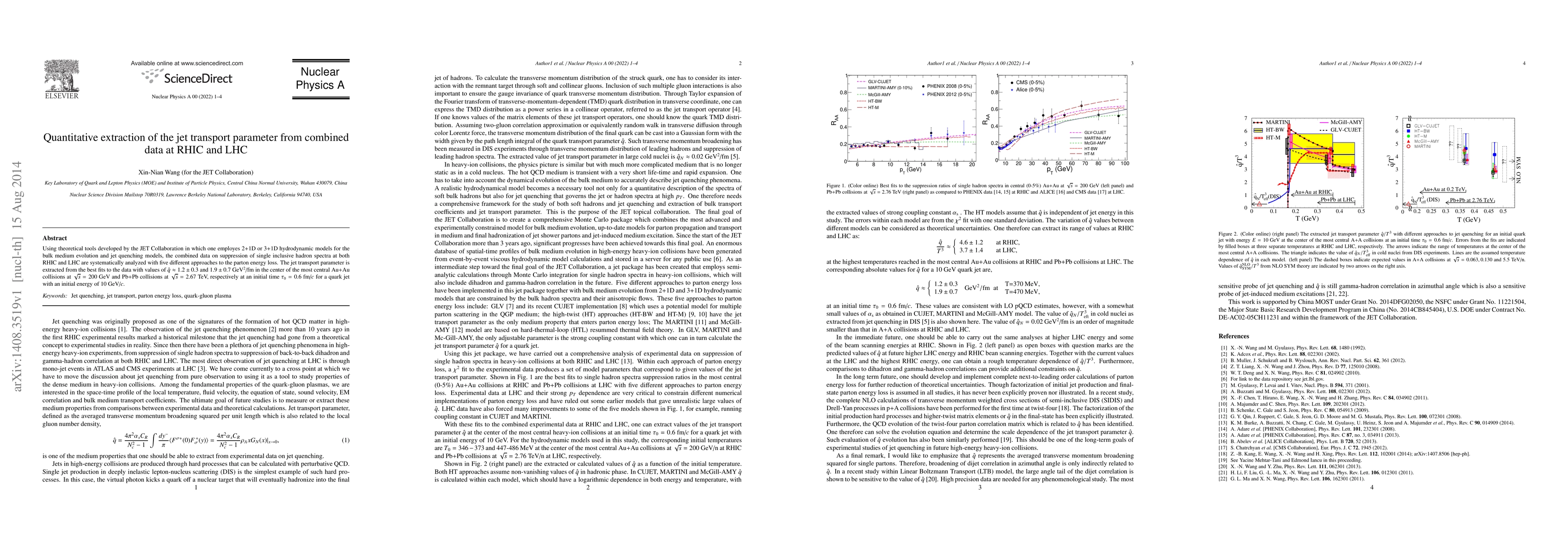 Thumbnail for Quantitative extraction of the jet transport parameter from combined
  data at RHIC and LHC