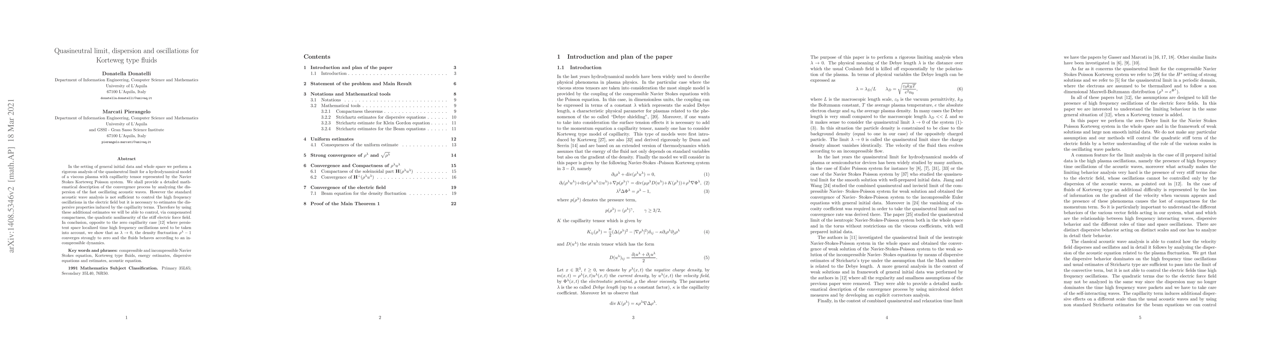 Thumbnail for Quasineutral limit, dispersion and oscillations for Korteweg type fluids
