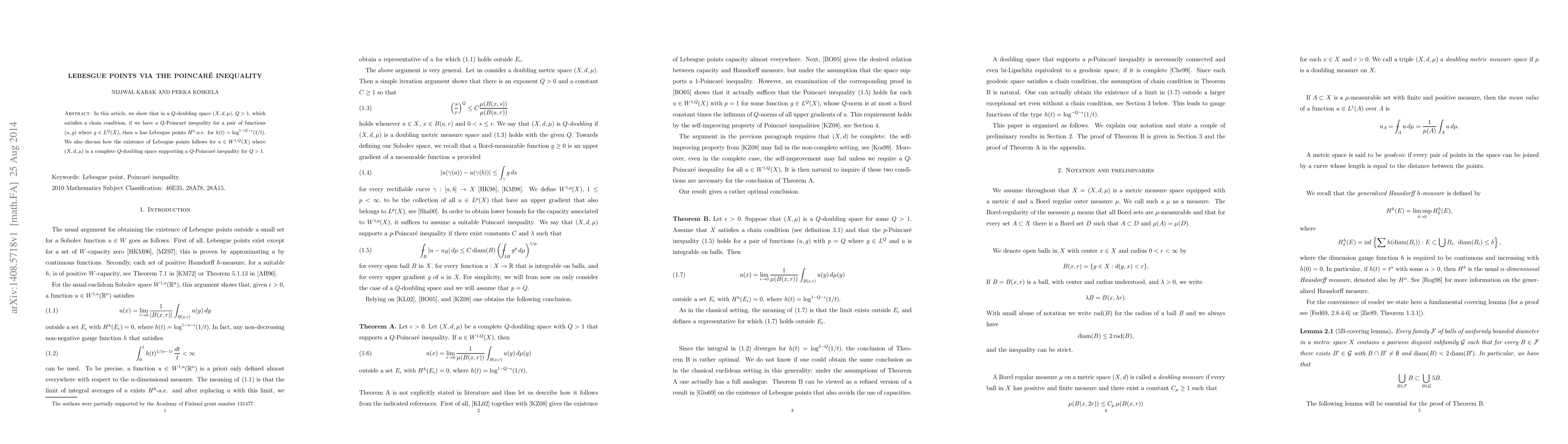 Thumbnail for Lebesgue points via the Poincar\'e inequality