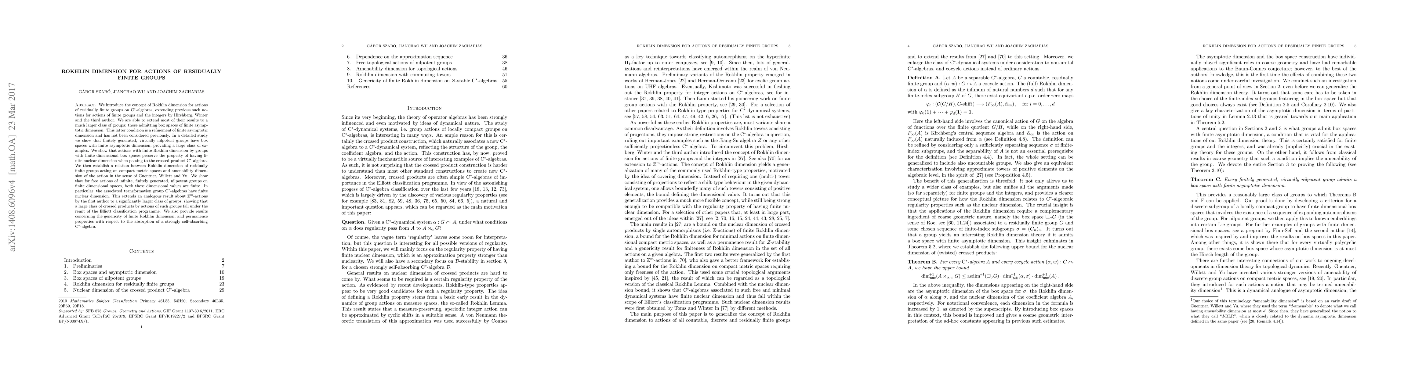 Thumbnail for Rokhlin dimension for actions of residually finite groups