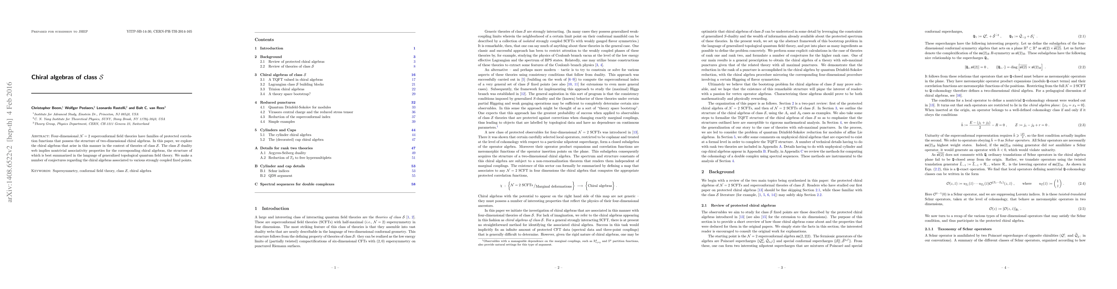 Thumbnail for Chiral algebras of class S