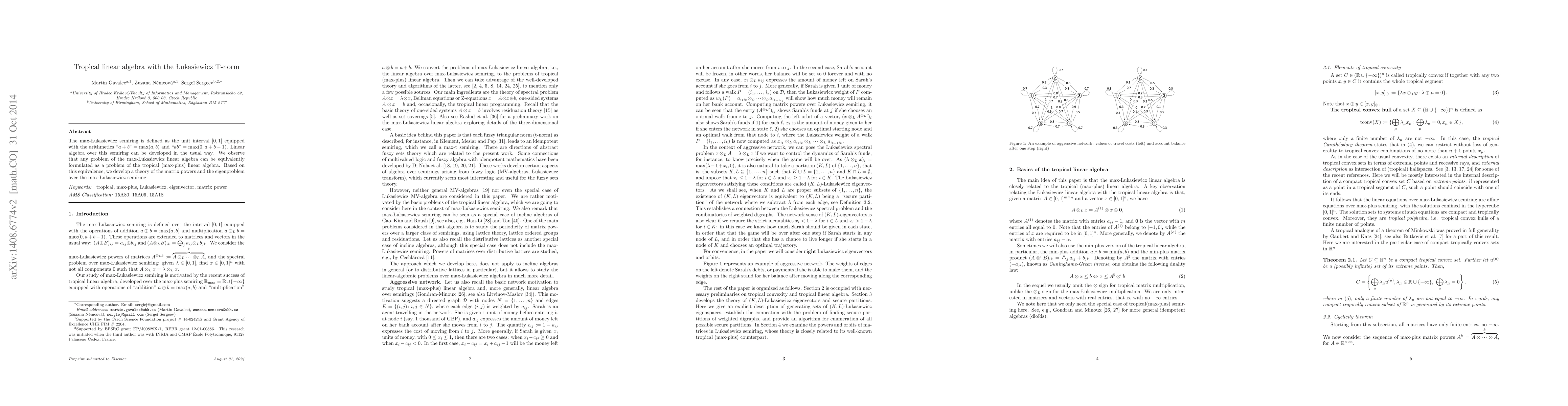 Thumbnail for Tropical linear algebra with the Lukasiewicz T-norm