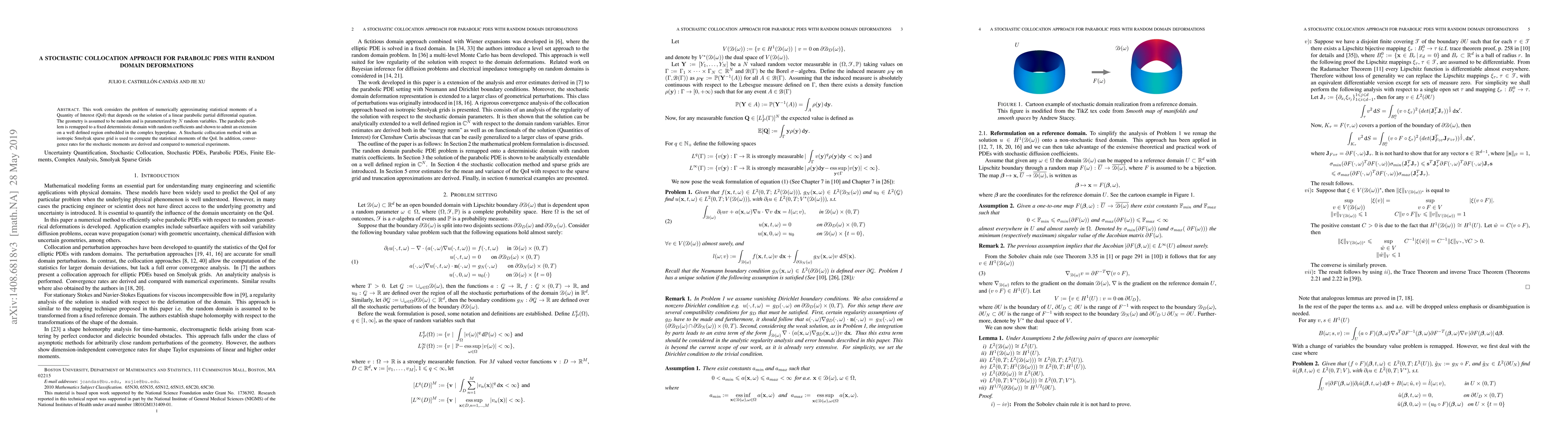 Thumbnail for A stochastic collocation approach for parabolic PDEs with random domain
  deformations