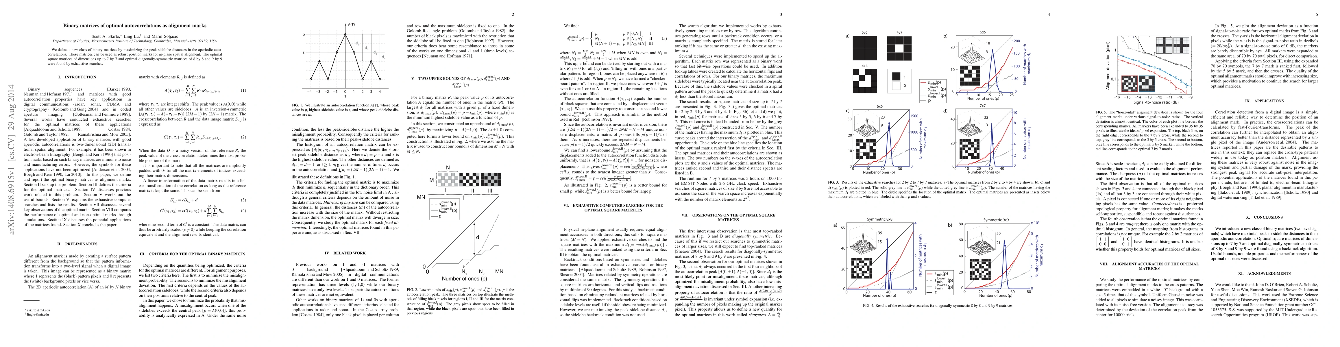 Thumbnail for Binary matrices of optimal autocorrelations as alignment marks