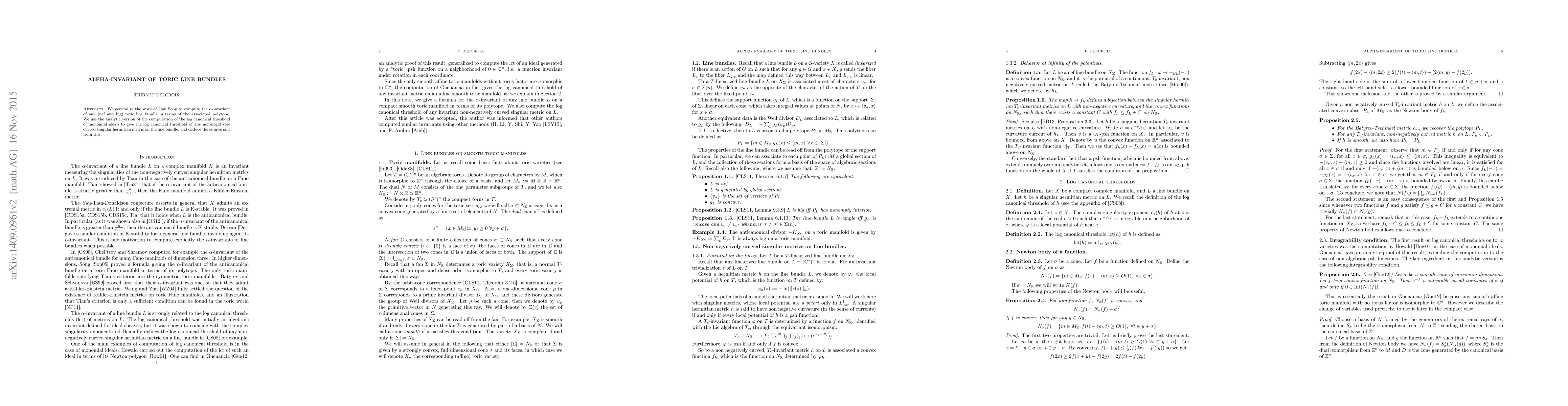 Thumbnail for Alpha-invariant of Toric Line Bundles