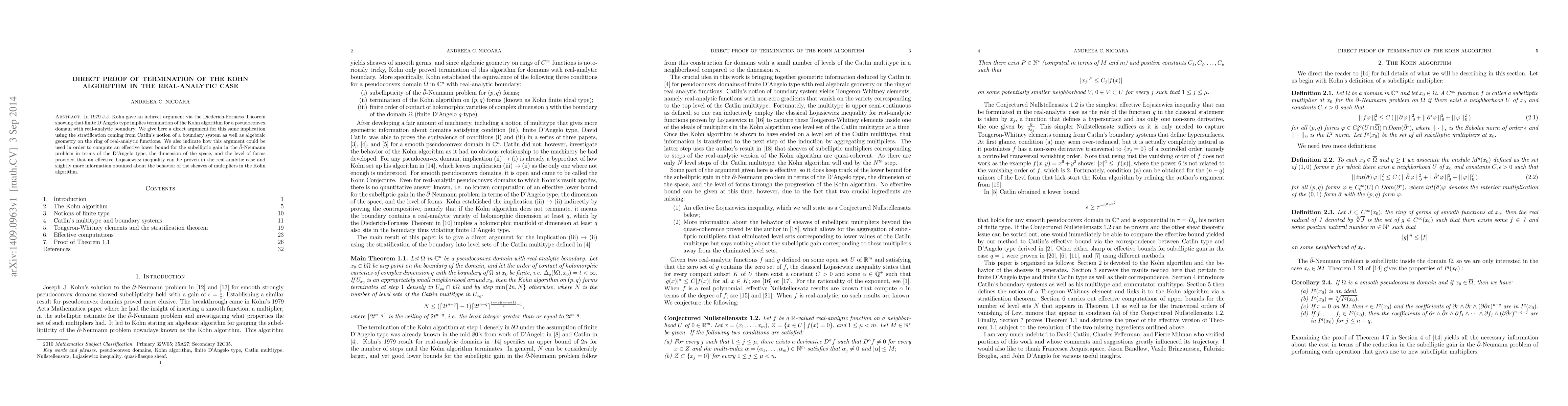 Thumbnail for Direct Proof of Termination of the Kohn Algorithm in the Real-Analytic
  Case